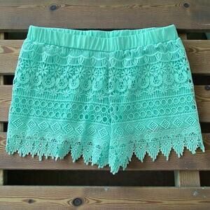 Self Esteem Turquoise Lace Hot Pants Casual Summer Shorts Girls Size L